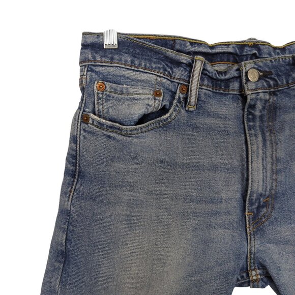 Levi's 513 Cutoff Blue Denim Jean shorts Womens W32 Distressed Frayed Hem - Picture 4 of 14